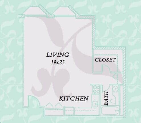 Efficiency apartment floorplan
