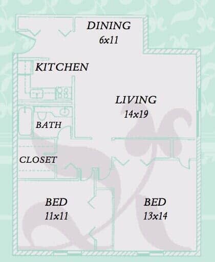 Two bedroom apartment floorplan